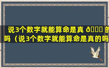 说3个数字就能算命是真 🐘 的吗（说3个数字就能算命是真的吗还是假的）